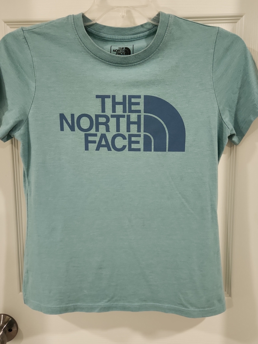 The North Face Women M Shirt Teal Blue Half Dome Logo Tee Tri-Blend Short Sleeve - Picture 1 of 7